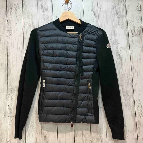 Moncler Maglia Cardigan Tricot Down Black jacket/sweater jacket - Picture 3 of 7